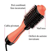 Perie electrica fixa REVLON One-Step Hair Dryer  Volumiser, RVDR5222AE, pentru par mediu si lung, Apricot BITRVDR5222AE