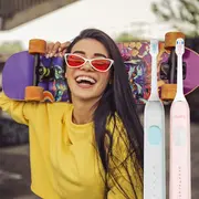 Periuta de dinti electrica Vitammy Smils Jelly, 82.000 de miscari min, 5 programe de periaj, baza incarcare USB, 2 capete periuta, Violet BITsmilsjelly