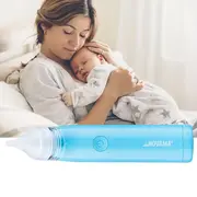 Aspirator nazal electric Novama Pingo Spark, pentru copii 0-12 ani, 2 varfuri silicon, iluminare LED, cu baterii, Albastru, Model  NS22 BITPingoSparkA