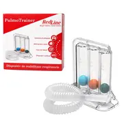 Dispozitiv de reabilitare respiratorie, spirometru RedLine PulmoTrainer,  pentru exercitii de respiratie si antrenare pulmonara, trei camere,  Alb BITRedLinePulmoTrainer