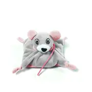 Jucarie termica de plus Kinecare Soricel, cu microbile si flori de lavanda, pentru copii, 15x15 cm, Gri Roz, VM-HP09 BITkinecaresoricel