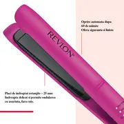 Placa de indreptat parul Revlon Easy Heat RVST2217E, tehnologie cu turmalina ceramica, 5 setari de temperatura cu ghidaj inteligent TruGuard, placi de 100 mm lungime si 25 mm latime BITRVST2217E