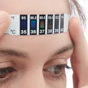 Set termometru banda pentru frunte Novama White LCD, cristale lichide, 3 buc, Alb Negru BITnovamawhitelcd