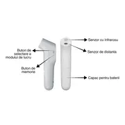 Termometru non-contact Novama NC Pro, pentru masurarea temperaturii corpului si a suprafetelor, memorie pentru 12 masuratori, 2 senzori separati, alarma febra, ecran iluminat, mod silentios, etui BITNovamaNCPro