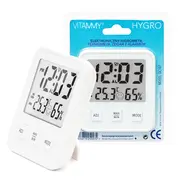 Termometru si higrometru de camera Vitammy Hygro, Statie meteo, Ceas, Alarma, Indicator confort, Alb BITvitammyhygro