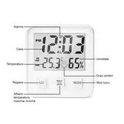 Termometru si higrometru de camera Vitammy Hygro, Statie meteo, Ceas, Alarma, Indicator confort, Alb BITvitammyhygro