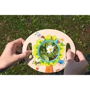Lupa din lemn si plastic 18x15 cm, cu manere, pentru copii mici - okegoki62880
