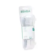 Set 2 lingurite silicon Beaba +4 luni cu cutie de transport Pebble