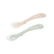 Set 2 lingurite silicon Beaba +8 luni cu cutie de transport Clay