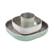 Set de masa din otel inoxidabil Beaba 4 piese Sage Green