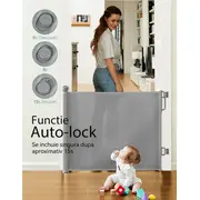 Poarta retractabila bebelusi Momcozy 140 cm Grey