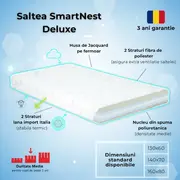 Saltea SmartNest Deluxe 180/80/12cm cu 2 fete pentru paturi copii 2-16 ani