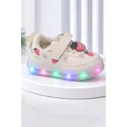 Adidasi albi cu luminite capsunele adt-19-1