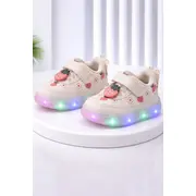 Adidasi albi cu luminite capsunele adt-19-1