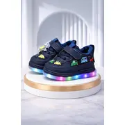 Adidasi bleumarine cu luminite masinute colorate adt-51