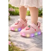 Adidasi roz cu luminite capsunele adt-19-1