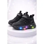 Adidasi negri cu luminite pentru baieti cyx adt-58