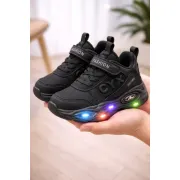 Adidasi negri cu luminite pentru baieti cyx adt-58