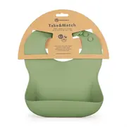 Baveta moale, Petite&Mars, Take&Match, Reglabila, Cu buzunar colector, Silicon, Fara BPA, 6 luni+, Sweet Pea, Verde BYN706766