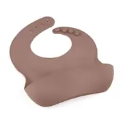 Baveta moale, Petite&Mars, Take&Match, Reglabila, Cu buzunar colector, Silicon, Fara BPA, 6 luni+, Velvet Latte, Maro pudrat BYN706769