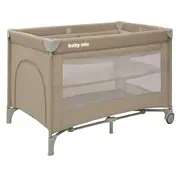 Patut pliant, Baby Mix, Cu doua nivele, Cu intrare laterala cu fermoar, 2 roti, 120 x 60 cm, Conform cu standardul european de securitate EN 716+AC:2019-07, Beige BYN57968