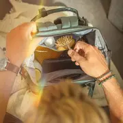 Rucsac pentru mamici, Petite&Mars, Jack, Cu 11 compartimente, Cu buzunare termice, Saltea de infasat inclusa, 30 x 42 x 15 cm, Albastru BYN507761