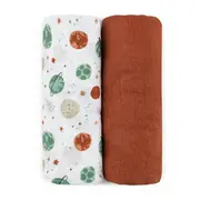 Set 2 scutece, Petite&Mars, Misty, Din muselina de bambus, Hipoalergenice, Dimensiuni mari, 120 x 120 cm, Certificate Oeko Tex Standard 100, Celestial Planets BYN417367