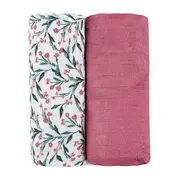 Set 2 scutece, Petite&Mars, Misty, Din muselina de bambus, Hipoalergenice, Dimensiuni mari, 120 x 120 cm, Certificate Oeko Tex Standard 100, Pink Meadow BYN417364