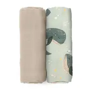 Set 2 scutece, Petite&Mars, Misty, Din muselina de bambus, Hipoalergenice, Dimensiuni mari, 120 x 120 cm, Certificate Oeko Tex Standard 100, Whale Song BYN417368