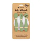Set 3 lingurite, Petite&Mars, Take&Match, Din silicon, Diverse forme, Pentru supa, paste, alimente usoare, Dezvolta simturile si abilitatile senzoriale, Adecvate pentru masina de spalat vase, Fara BPA, 6 luni+, Sweet Pea, Verde BYN721766