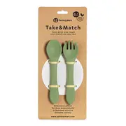 Set tacamuri, Petite&Mars, Take&Match, Din silicon, Forma ergonomica, Delicate cu gingiile, Adecvate pentru masina de spalat vase, Fara BPA, 6 luni+, Sweet Pea, Verde BYN709766