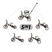 Tricicleta, Petite&Mars, Turbo, Editie limitata, 5 in 1, Multifunctionala, Vehicul de impins, Bicicleta cu/fara pedale, Cu maner de ghidaj, Detasabil, Roti din cauciuc, Pana la 25 kg, 1.5-5 ani, City Beat BYN613481