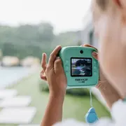 Aparat foto copii cu printare instant, Free2Play, Camere duale fata-spate, Cadre distractive, Cu 6 filtre, Dino BYN86885