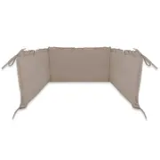 Aparatoare pentru patut, MimiNu, Cu volanase, Din bumbac certificat Oeko Tex Standard 100, 180x30 cm, Cu panglici, Colectia Royal, Mocha BYN6426972031042