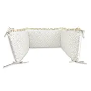 Aparatoare pentru patut, MimiNu, Premium, Cu volanase si dantela, Din bumbac certificat Oeko Tex Standard 100, 180x30 cm, Cu panglici, Meadow BYN6426972031257