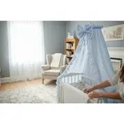 Baldachin, MimiNu, Pentru patut, Cu funda si volanas, 210x145 cm, Material certificat Oeko Tex Standard 100, Colectia Royal, Blue BYN6426972030861