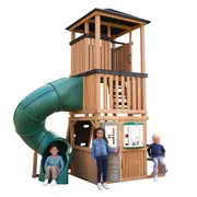 Complex de joaca din lemn, max 12 copii, cu 3 niveluri, panorama tower playhouse, cedar summit p280226 - okekkp280226