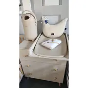 Cos pentru scutece, Nattou, Dropy, Sistem etans impotriva mirosurilor, Compatibil cu saci universali, Operare cu o mana, Potrivit pentru cca 25 scutece, 27 &times; 27 &times; 48.5 cm, 20 l, Bej BYN150019