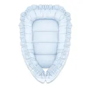 Cosulet bebelus, MimiNu, Pentru dormit, Baby Nest 55 x 75 cm, Cu Volanase, Husa 100% bumbac, Din bumbac certificat Oeko Tex Standard 100, Colectia Royal, Blue BYN6426972030885