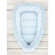Cosulet bebelus, MimiNu, Pentru dormit, Baby Nest 55 x 75 cm, Cu Volanase, Husa 100% bumbac, Din bumbac certificat Oeko Tex Standard 100, Colectia Royal, Blue BYN6426972030885