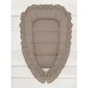 Cosulet bebelus, MimiNu, Pentru dormit, Baby Nest 55 x 75 cm, Cu Volanase, Husa 100% bumbac, Din bumbac certificat Oeko Tex Standard 100, Colectia Royal, Mocha BYN6426972031035