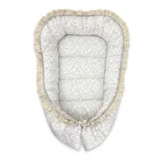 Cosulet bebelus, MimiNu, Premium, Pentru dormit, Baby Nest 55 x 75 cm, Cu Volanase si dantela, Husa 100% bumbac, Din bumbac certificat Oeko Tex Standard 100, Meadow BYN6426972031240