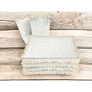 Lenjerie patut cu 3 piese, MimiNu, Premium, Pentru patut 120x60 cm, Cu protectie laterala, Din bumbac certificat Oeko Tex Standard 100, Cu dantela si volan, Meadow BYN6426972031219