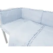 Lenjerie patut cu 6 piese, MimiNu, Pentru patut 120x60 cm, Cu volanase, Cu pilota si perna, Cu doua aparatori laterale, Din bumbac certificat Oeko Tex Standard 100, Colectia Royal, Blue BYN6426972030854