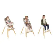 Scaun de masa evolutiv Woody, Jane, De la 6 luni la 8 ani, Din lemn, Husa lavabila, Conform cu EN 14988:2017 + A1:2020 si EN 17191:2021, Botanic BYN8420421089651