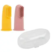 Set 2 periute de dinti pentru deget, Nattou, Cu peri moi, 0% silicon fara BPA, PVC sau ftalati, Include cutie depozitare, 0 luni+, 5 cm, Roz BYN876681