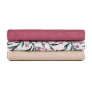 Set 3 scutece, Petite&Mars, Moussy, Din muselina de bambus, Hipoalergenice, 68 x 68 cm, Certificate Oeko Tex Standard 100, Pink Meadow BYN415364