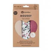 Set 3 scutece, Petite&Mars, Moussy, Din muselina de bambus, Hipoalergenice, 68 x 68 cm, Certificate Oeko Tex Standard 100, Pink Meadow BYN415364