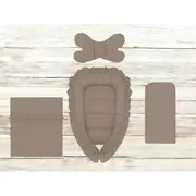 Set 4 in 1 Cosulet bebelus, MimiNu, Baby Cocoon 75x55 cm, Cu volanase, Husa bumbac, Din bumbac certificat Oeko Tex Standard 100, Cu paturica cu volanase 50x70 cm, Cu salteluta, Cu perna fluture, Colectia Royal, Mocha BYN6426972031110