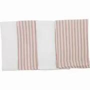 Set 4 lavete, Bubaba, Din muselina, Dimensiune 40x40 cm, Pentru spalarea si ingrijirea fetei si a corpului bebelusului dupa masa sau baita, Pink Stripes BYN87776
